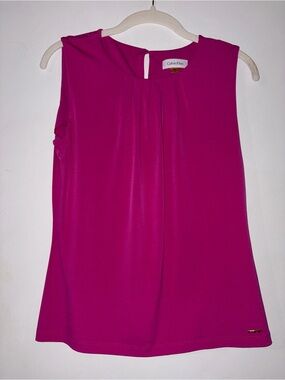 Calvin Klein Sleeveless Magenta Pleated Top